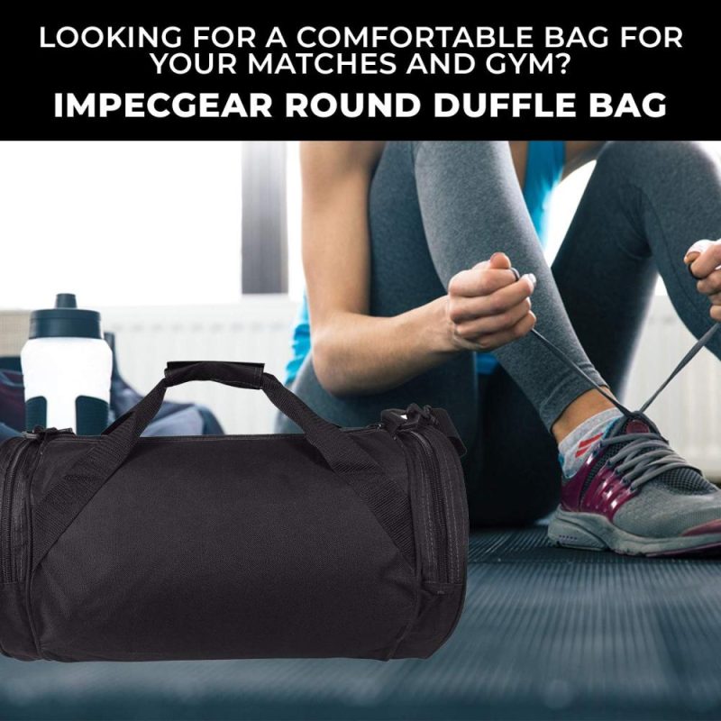 Sports Duffel Bags | Impecgear Round Duffel Sports Bags, Travel Gym Fitness Bag. (Black – 2 Sizes Zippered) Small-Medium Gym Bags Black - 2 Sizes Zippered