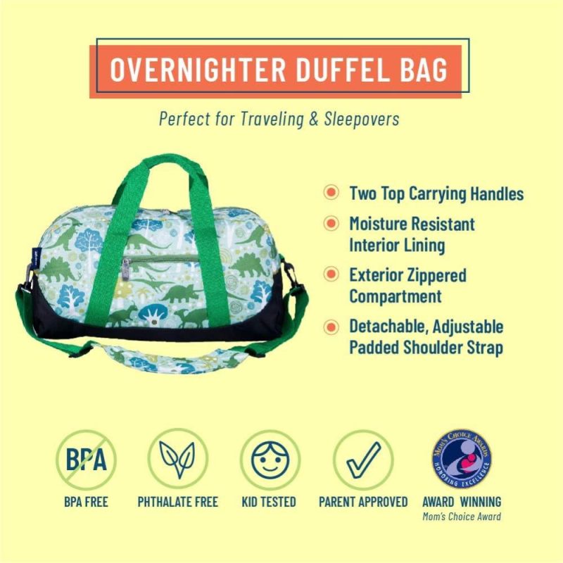 Sports Duffel Bags | Kids Overnighter Duffel Bags For Boys & Girls, Perfect For Early Elementary Sleepovers Duffel Bag For Kids, Carry-On Size & Ideal For School Or Overnight Travel Bag (Dinomite Dinosaurs) Gym Bags Dinomite Dinosaurs