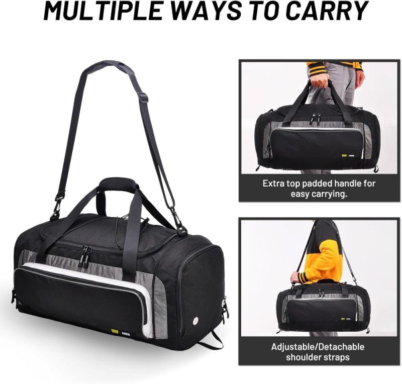 Sports Duffel Bags | Large Duffel Bag Men’s Gym Bag With Shoe Compartment, 60L Gym Bags Black