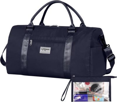 Sports Duffel Bags | Large Travel Duffel Bag, Sports Tote Bag, Gym Yoga Bag, Airplane Carry-On Bag With Extra Shoe Bag And Small Clear Makeup Bag, Overnight Crossbody Bag For Men And Women Navyblue Gym Bags Navyblue