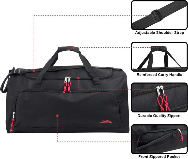 Sports Duffel Bags | Lightweight Canvas Duffle Bags For Men & Women For Traveling, The Gym, And As Sports Equipment Bag/Organizer Gym Bags Black 2