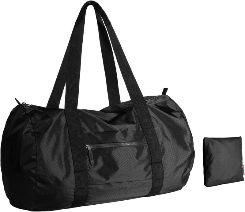 Sports Duffel Bags | Lightweight Travel Duffel Bag, Water-Resistant Sports Gym Bag, 32L Foldable Weekender Bag For Fitness, Hiking And Camping (Black) Gym Bags Black