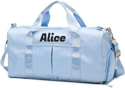 Sports Duffel Bags | Personalized Carry On Duffel Bag For Women Custom Name Travel Dance Sports Gym Bag With Wet Dry Pockets & Shoe Compartment Gym Bags Blue