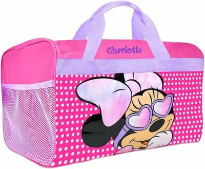 Sports Duffel Bags | Personalized Licensed Kids Travel Duffel Bag – 18" (Pink Minnie) Gym Bags Pink Minnie