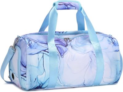 Sports Duffel Bags | Sports Duffel For Girls Dance Bag Teen Duffle Bag Girls Weekender Bag Teen Gym Bag Travel Ballet Bag With Shoe Compartments Gym Bags Blue Marble