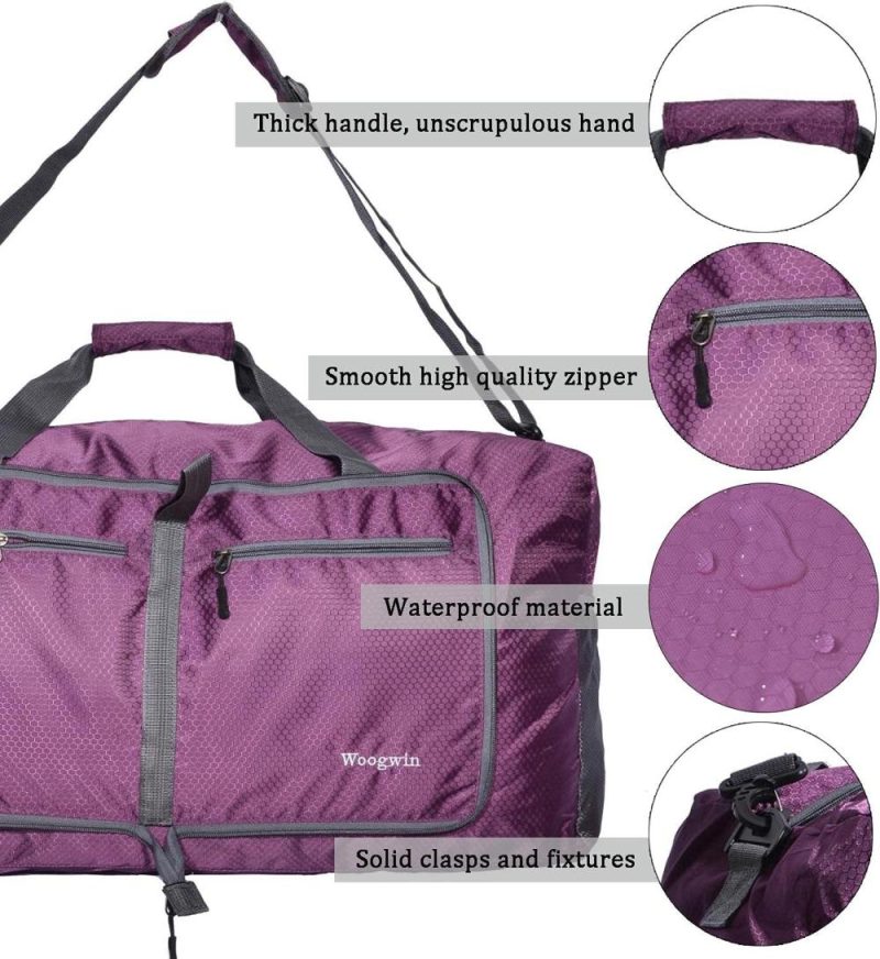 Sports Duffel Bags | Travel Duffel Bag Large Foldable Waterproof Overnight Bag For Beach Swim Bags Pool Sports Gym Gym Bags 60L Purple