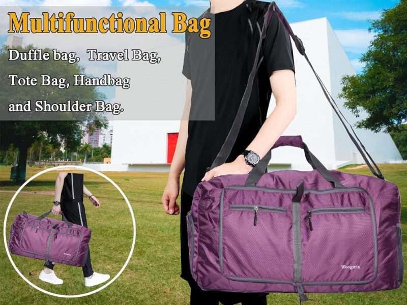 Sports Duffel Bags | Travel Duffel Bag Large Foldable Waterproof Overnight Bag For Beach Swim Bags Pool Sports Gym Gym Bags 60L Purple