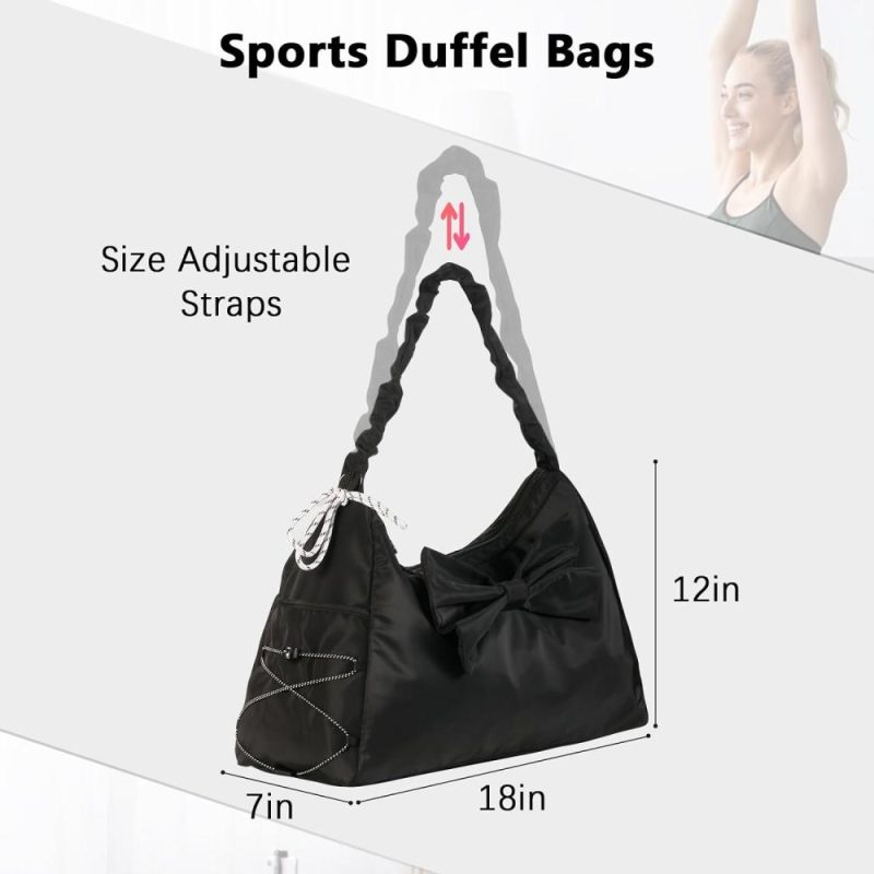 Sports Duffel Bags | Travel Duffel Bag Sports Gym Bag With Shoe Compartment & Wet Pocket For Women, Yoga Gym Bag With Shoe Compartment, Overnight Weekender Bag For Fitness, Yoga, Beach, Hospital (Black) Gym Bags Black