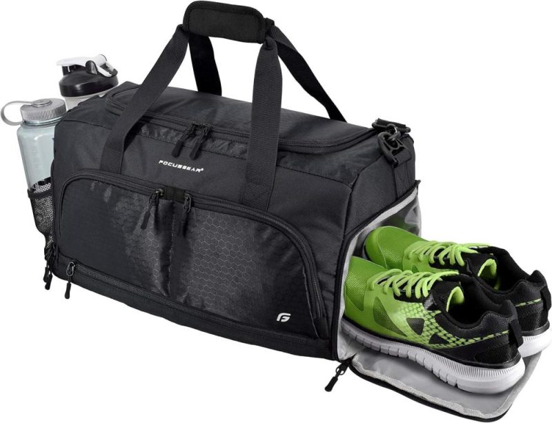 Sports Duffel Bags | Ultimate Gym Bag 2.0: The Durable Crowdsource Designed Duffel Bag With 10 Optimal Compartments Including Water Resistant Pouch Gym Bags Black