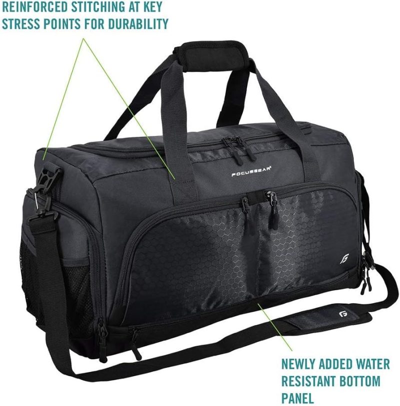 Sports Duffel Bags | Ultimate Gym Bag 2.0: The Durable Crowdsource Designed Duffel Bag With 10 Optimal Compartments Including Water Resistant Pouch Gym Bags Black