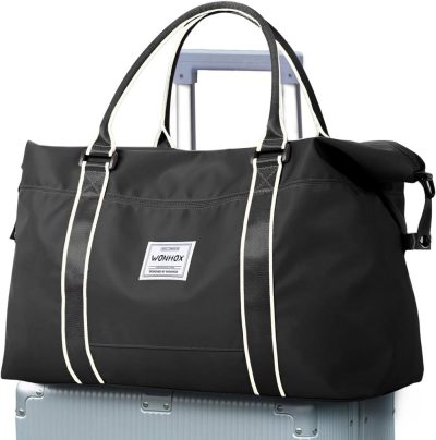 Sports Duffel Bags | Weekender Bags For Women,Carry On Bag,Overnight Bag With Trolley Sleeve,Sports Tote Bag,Travel Bag For Women, Black Gym Bags G-8898-Black