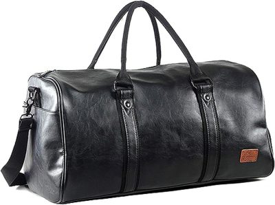 Sports Duffel Bags | Weekender Oversized Travel Duffel Bag With Shoe Pouch, Leather Carry On Bag Gym Bags Black