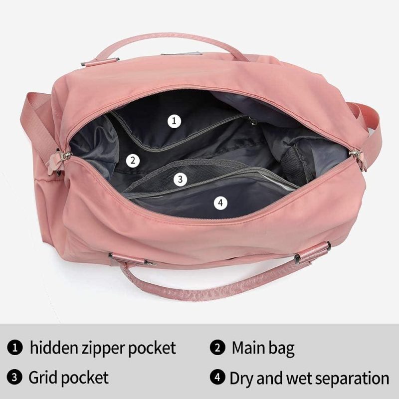 Sports Duffel Bags | Womens Travel Bags, Weekender Carry On For Women, Sports Gym Bag, Workout Duffel Bag, Overnight Shoulder Bag Fit 15.6 Inch Laptop Pink Large Gym Bags Pink