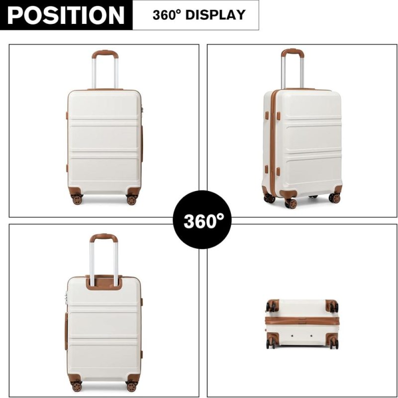 Suitcases | 20” Carry On Luggage Lightweight With Spinner Wheel Tsa Lock Hardside Luggage Airline Approved Carry On Suitcase Cream White Luggage Cream White