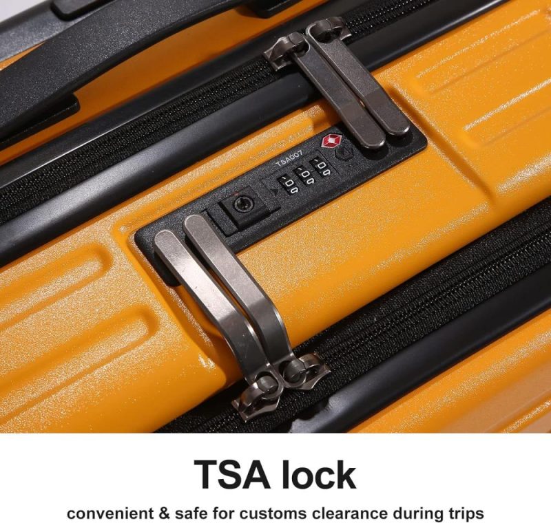 Suitcases | 20 Inch Carry On Luggage With Front Zipper Pocket, 45L, Lightweight Abs+Pc Hardshell Suitcase With Tsa Lock & Spinner Silent Wheels, Convenient For Business Trips, Orange Luggage Suitcases