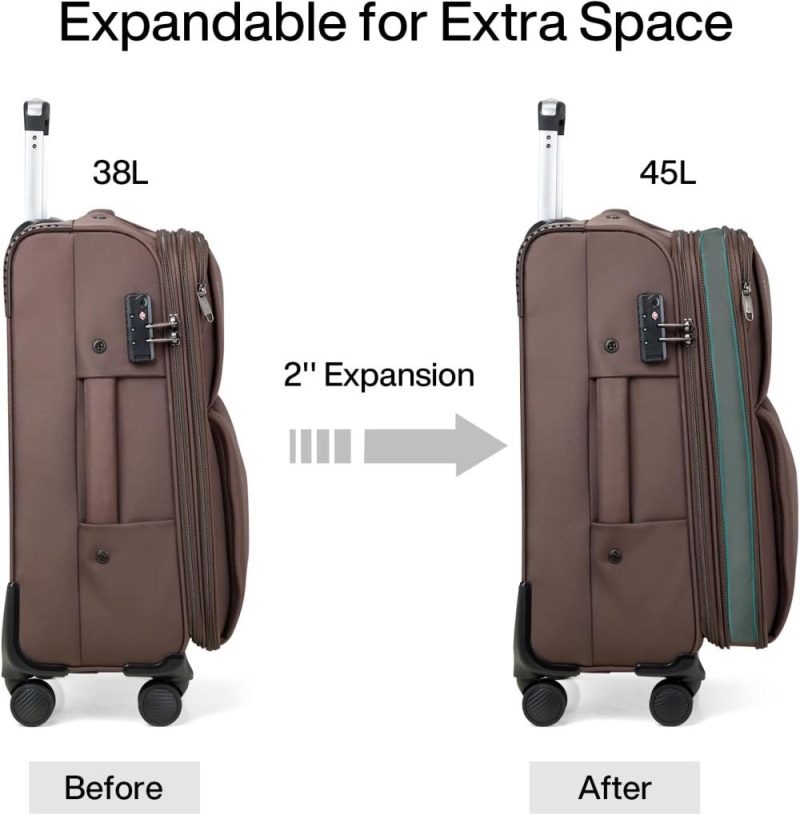 Suitcases | 24 Inch Luggage Expandable Softside Checked Suitcases With Spinner Wheels, Upright Rolling Luggage Suitcases With Tsa Lock Travel Roller Luggage Bag For Women Men(Coffee) Luggage Coffee