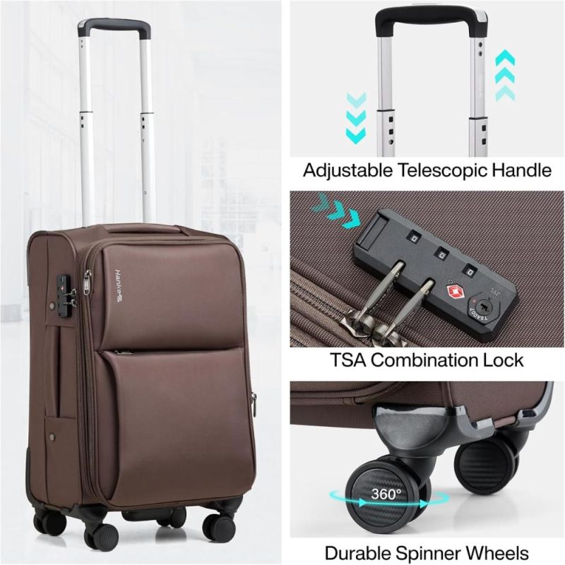 Suitcases | 24 Inch Luggage Expandable Softside Checked Suitcases With Spinner Wheels, Upright Rolling Luggage Suitcases With Tsa Lock Travel Roller Luggage Bag For Women Men(Coffee) Luggage Coffee