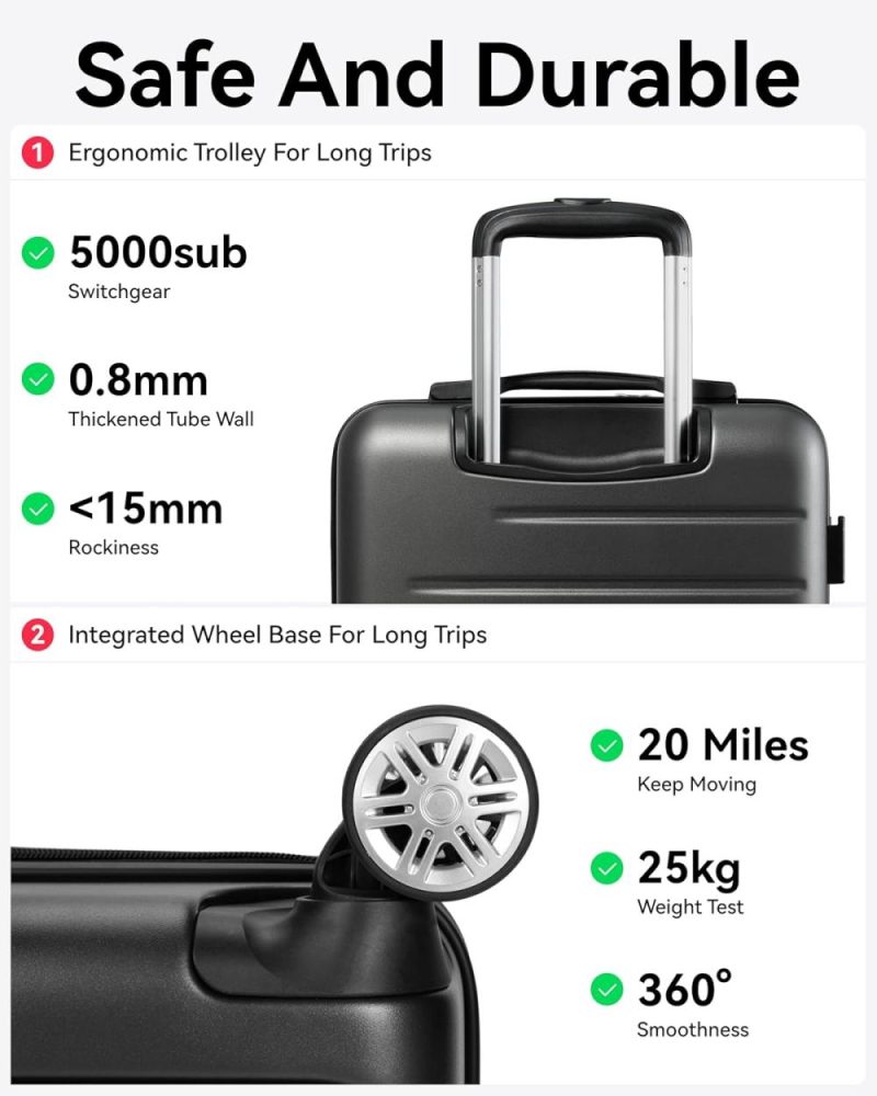 Suitcases | 28 Inch Luggage With Spinner Wheels, Expandable Pc Hard Shell Checked Suitcase With Front Opening, Lightweight (Black, 28 Inch) Luggage Black