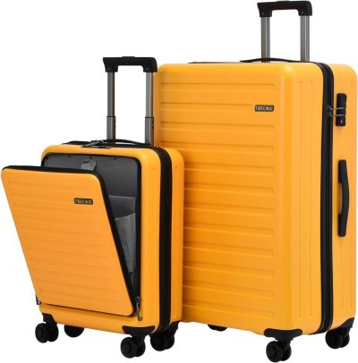 Suitcases | 2Pcs 20/28" Luggage Set Lightweight Hardshell, Only 20 Inch Carry On 21.65 * 15.35 * 7.87" Cabin Suitcase With Front Pocket, 28 Inch 19.68 * 11.81 * 29.92" Checked Luggage, Orange Luggage Orange