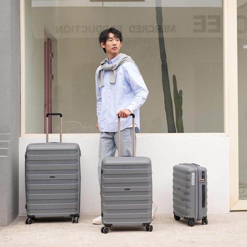 Suitcases | 2Pcs Anti-Scratch Pp Material Hardside Spinner Luggage, Carry-On,20Inch And 28Inch Wear-Resistant, Lightweight Spinner Expandable Suitcase Luggage With Wheels Luggage Grey color