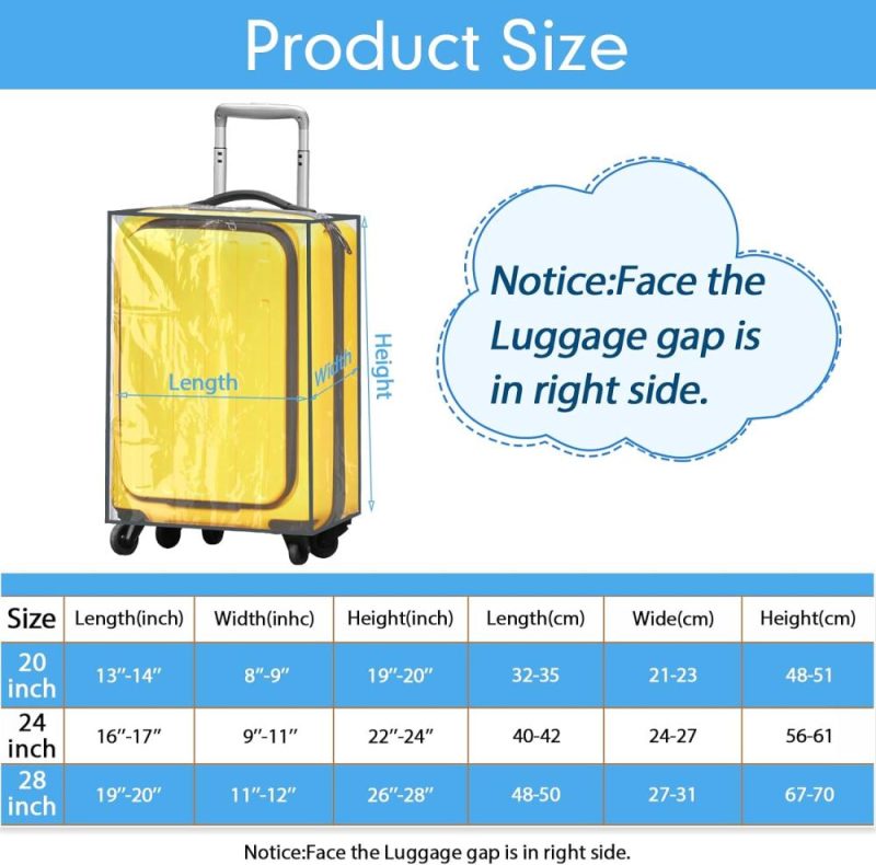 Suitcases | 3 Pieces Clear Luggage Cover Pvc Suitcase Protector Waterproof (Gray Border, Regular Style) Luggage Gray Border