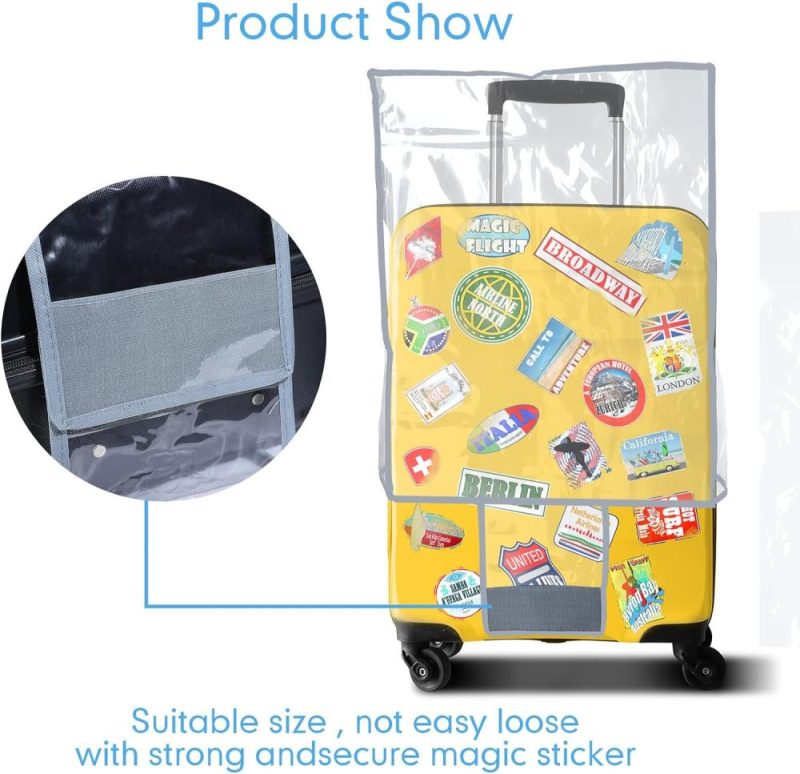 Suitcases | 3 Pieces Clear Luggage Cover Pvc Suitcase Protector Waterproof (Gray Border, Regular Style) Luggage Gray Border