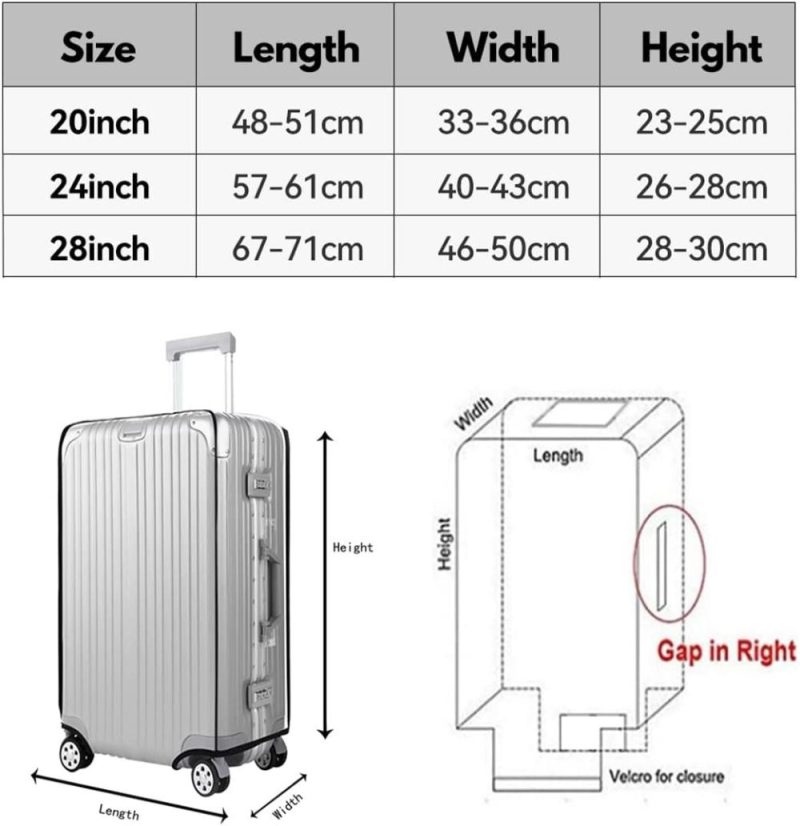 Suitcases | 3 Pieces Luggage Cover Protectors, Clear Pvc Suitcase Cover Set For 20 24 28 Inch Luggage,Waterproof Suitcase Protective Covers For Tsa Approved For Travel Luggage Suitcases