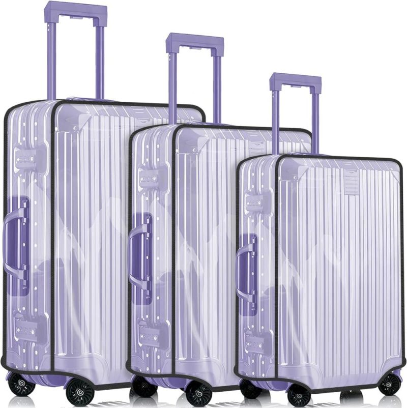 Suitcases | 3 Pieces Thicken Luggage Covers Clear Luggage Protectors Cover With Large Velcro Fits Most 20/24/28 Inch Luggage Luggage Suitcases