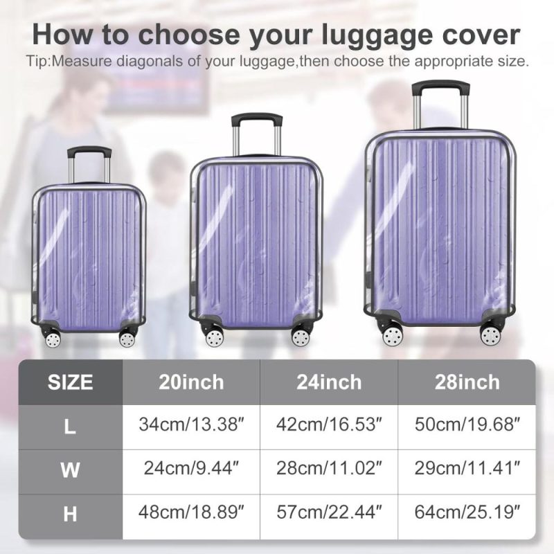 Suitcases | 3 Pieces Thicken Luggage Covers Clear Luggage Protectors Cover With Large Velcro Fits Most 20/24/28 Inch Luggage Luggage Suitcases