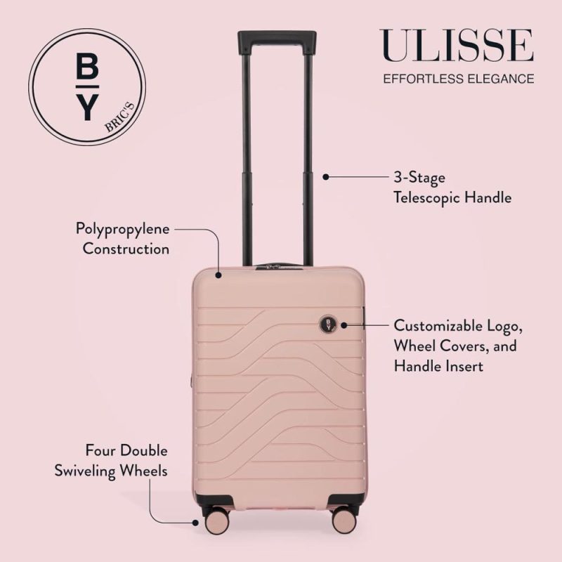 Suitcases | B|Y Ulisse 21-Inch Spinner – Luxury Carry-On Luggage With Spinner Wheels – Hard Shell Suitcases Made From Durable Polypropylene And Polycarbonate – Pearl Pink Luggage Pink