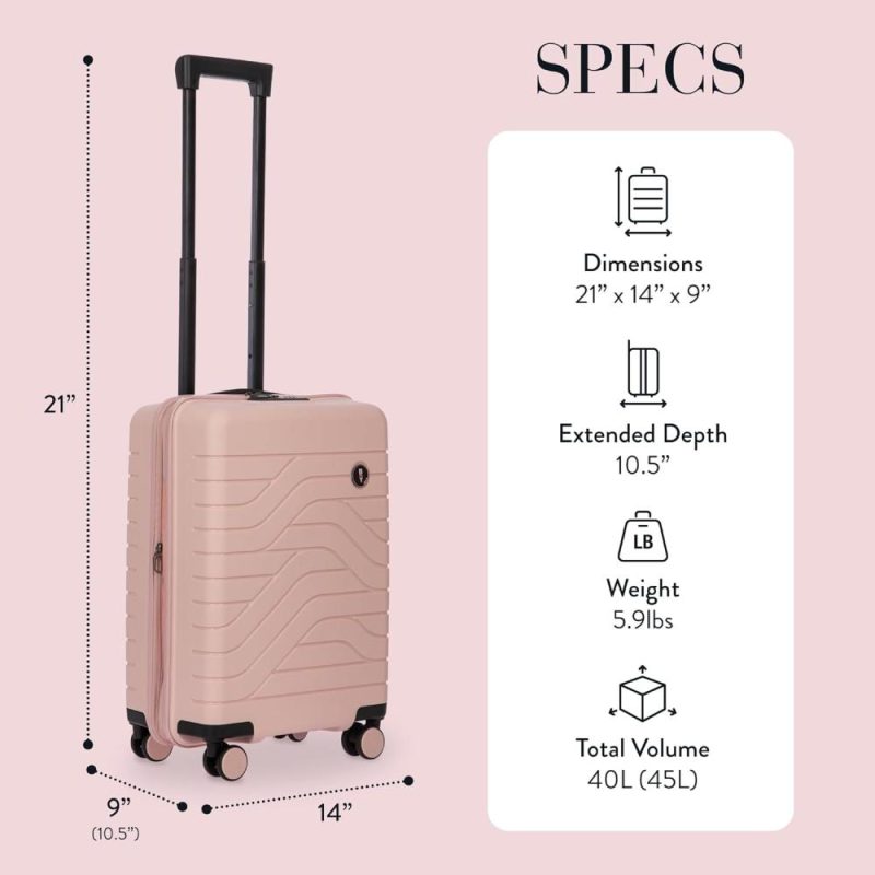 Suitcases | B|Y Ulisse 21-Inch Spinner – Luxury Carry-On Luggage With Spinner Wheels – Hard Shell Suitcases Made From Durable Polypropylene And Polycarbonate – Pearl Pink Luggage Pink