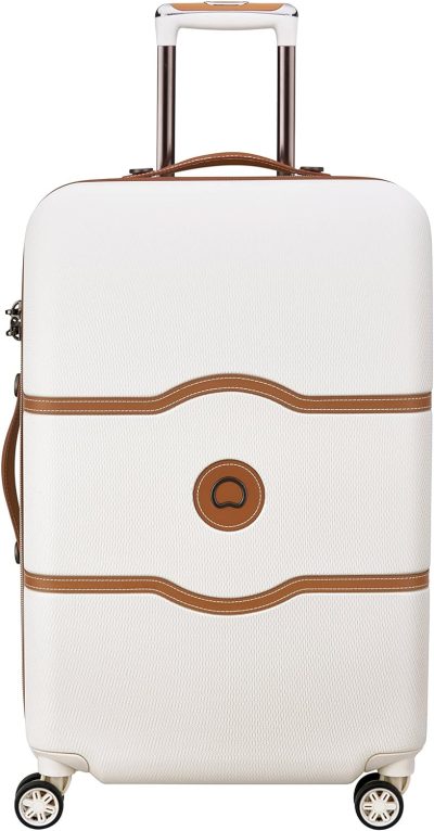 Suitcases | Chatelet Air Hardside Luggage, Spinner Wheels, Champagne White, Checked-Medium 24 Inch Luggage Champagne White