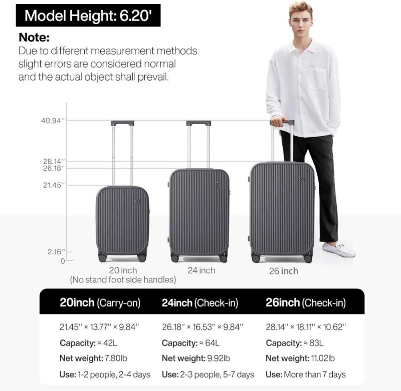 Suitcases | Checked Luggage With Cup Phone Holder Hard Shell Rolling Travel Suitcases With Spinner Wheels,26 Inch Rock Grey Luggage Rock Gray