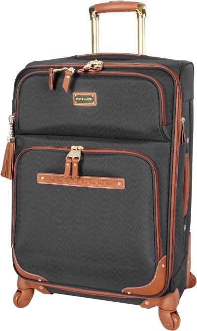 Suitcases | Designer Luggage Collection – Expandable 24 Inch Softside Bag – Durable Mid-Sized Lightweight Checked Suitcase With 4-Rolling Spinner Wheels (Global Black) Luggage Black