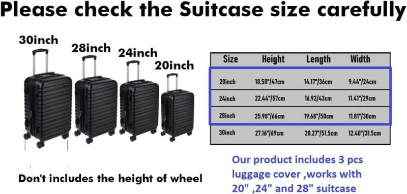 Suitcases | Fabulway Clear Pvc Luggage Cover Protectors – Transparent Waterproof Suitcase Sleeve For 20"+24"+28" Wheeled Suitcases (3Pcs) Luggage Suitcases