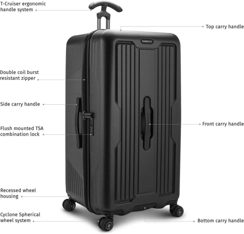 Suitcases | Hardside Polycarbonate Spinner Suitcase, Black, 30" Trunk Luggage Luggage Black