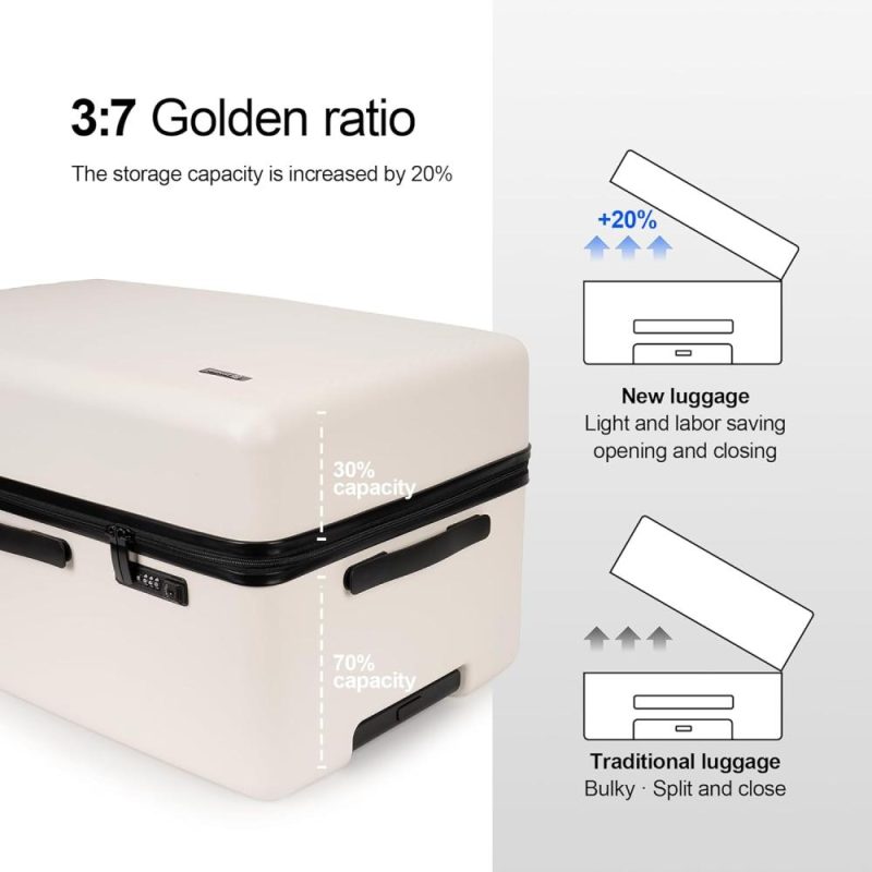 Suitcases | Hardside Trunk Luggage With Spinner Wheels,Lightweight Suitcase With Tsa Lock,70/30 Split Opening,20-Inch,White Luggage Suitcases