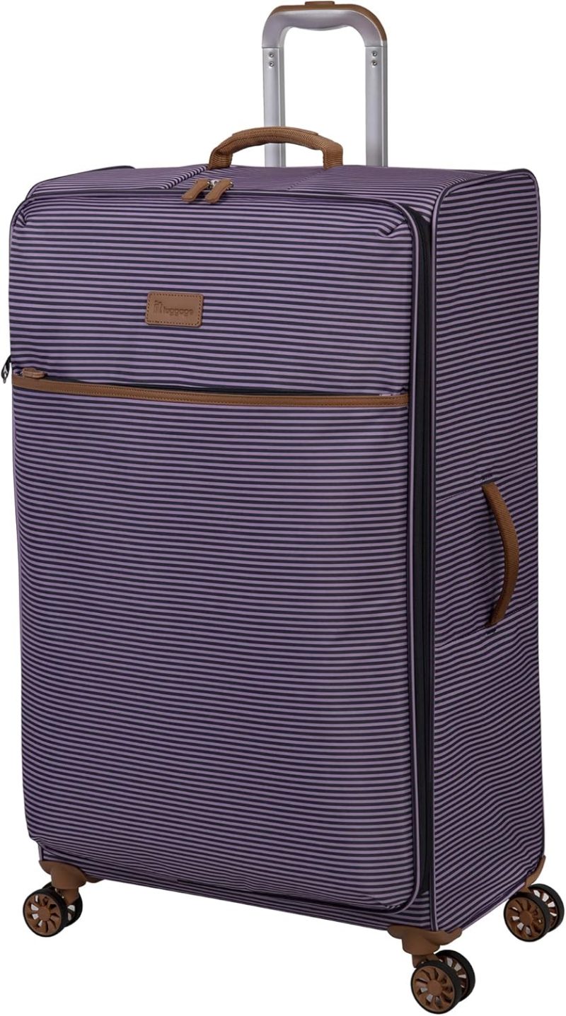 Suitcases | It Luggage Beach Stripes 34" Softside Checked 8 Wheel Spinner, Blue/Pink Luggage Blue / Pink