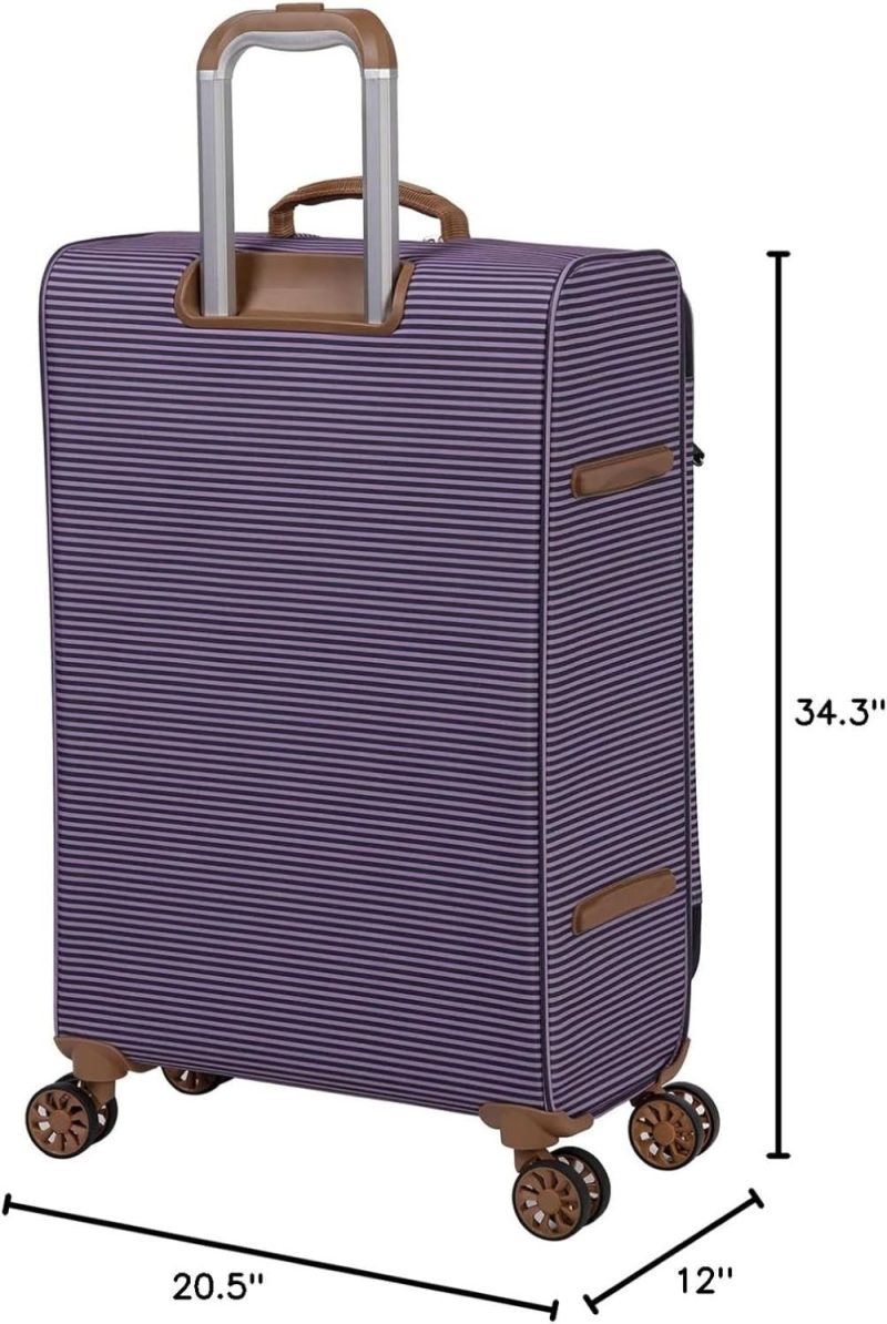 Suitcases | It Luggage Beach Stripes 34" Softside Checked 8 Wheel Spinner, Blue/Pink Luggage Blue / Pink