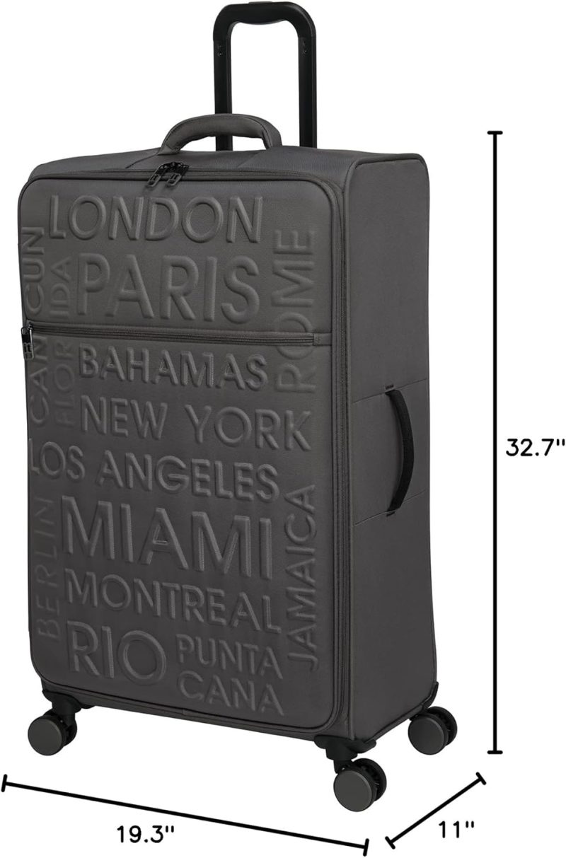 Suitcases | It Luggage Citywide 33" Softside Checked 8 Wheel Spinner, Charcoal Luggage Charcoal