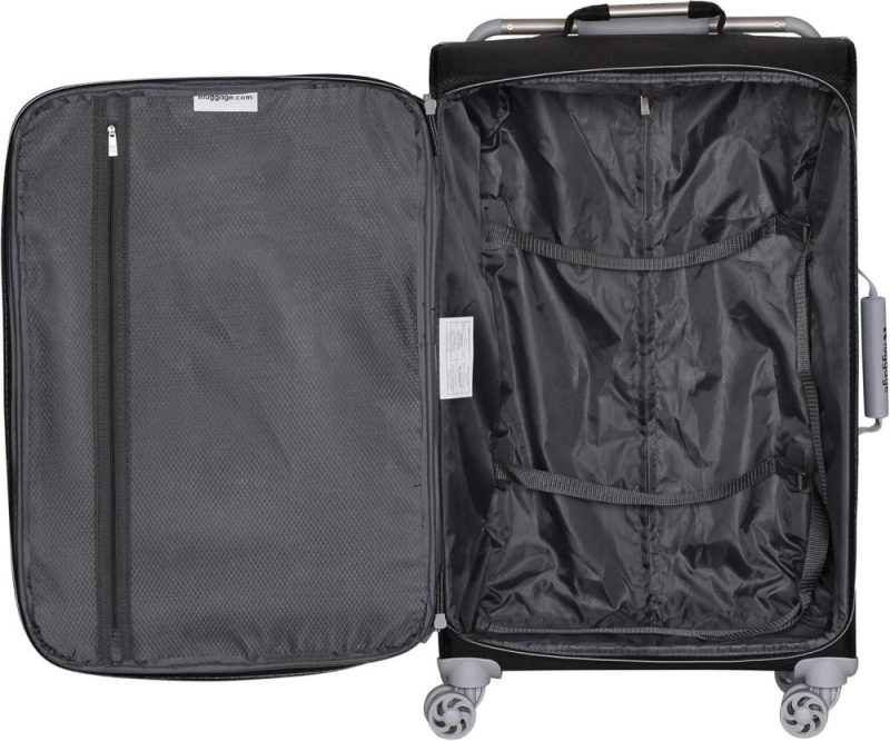 Suitcases | It Luggage World’s Lightest New York Softside 8 Wheel Spinner, Dark Grey, Checked-Medium 28-Inch Luggage Dark Grey