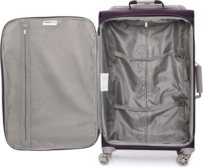 Suitcases | It Luggage World’s Lightest New York Softside 8 Wheel Spinner, Purple Pennant, Checked-Medium 28-Inch Luggage Purple Pennant