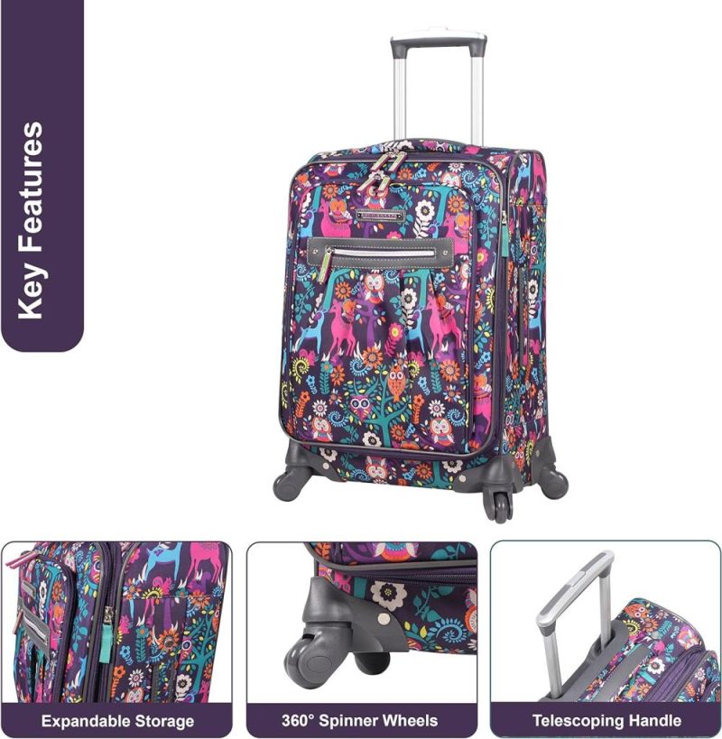 Suitcases | Lily Bloom Large Expandable Design Pattern Luggage With Spinner Wheels For Woman (28In, Wildwoods) Luggage Suitcases