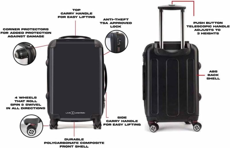 Suitcases | Live X Maintain Personalized Luggage Your Photo Image Logo Or Design Tsa Lock With 4 Spinner Wheels Hard Case Custom Suitcase (Checked-Medium 26-Inch) Luggage Suitcases