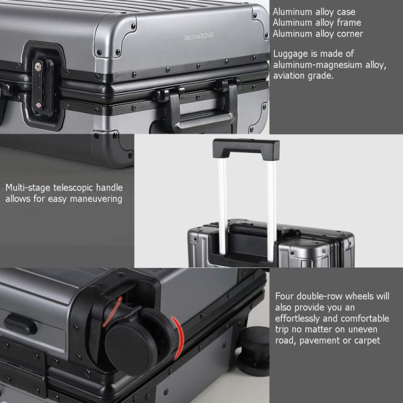 Suitcases | Luggage, Aluninum Hardside Suitcase With Tsa Lock (Grey, 25 Inch Check-In Medium) Luggage Gunmetal Gray