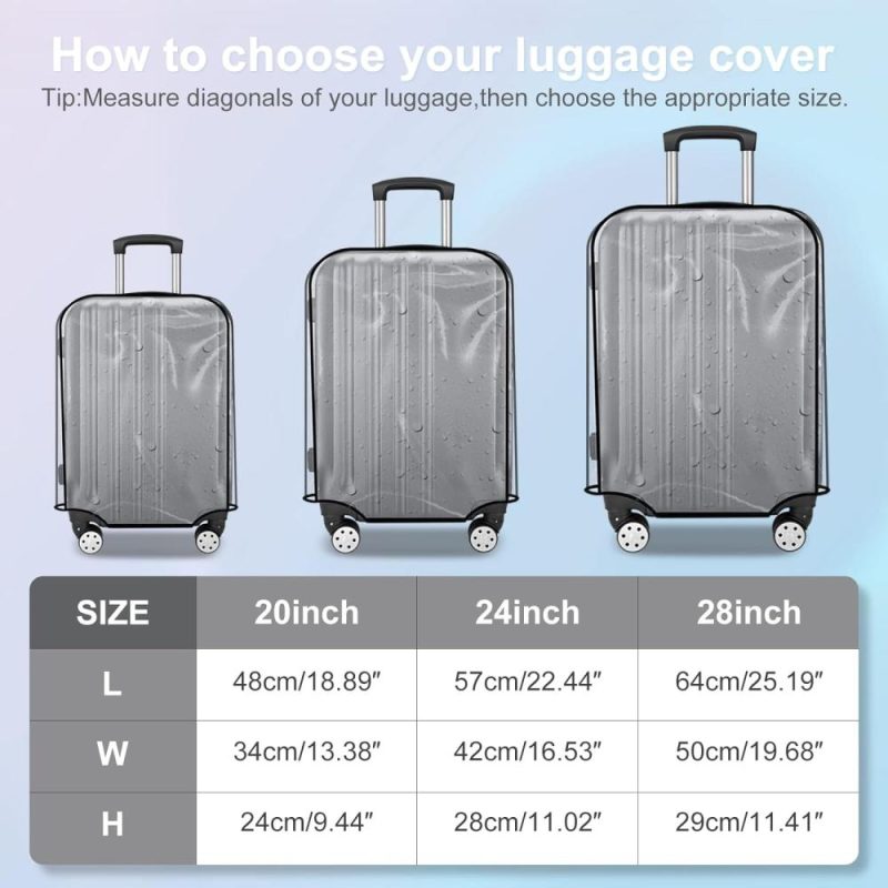 Suitcases | Luggage Cover 3 Pieces Clear Pvc Suitcase Covers Protector For Tsa Approved Suitcase Cover Set For 20 24 28 Inch Luggage. Luggage Black