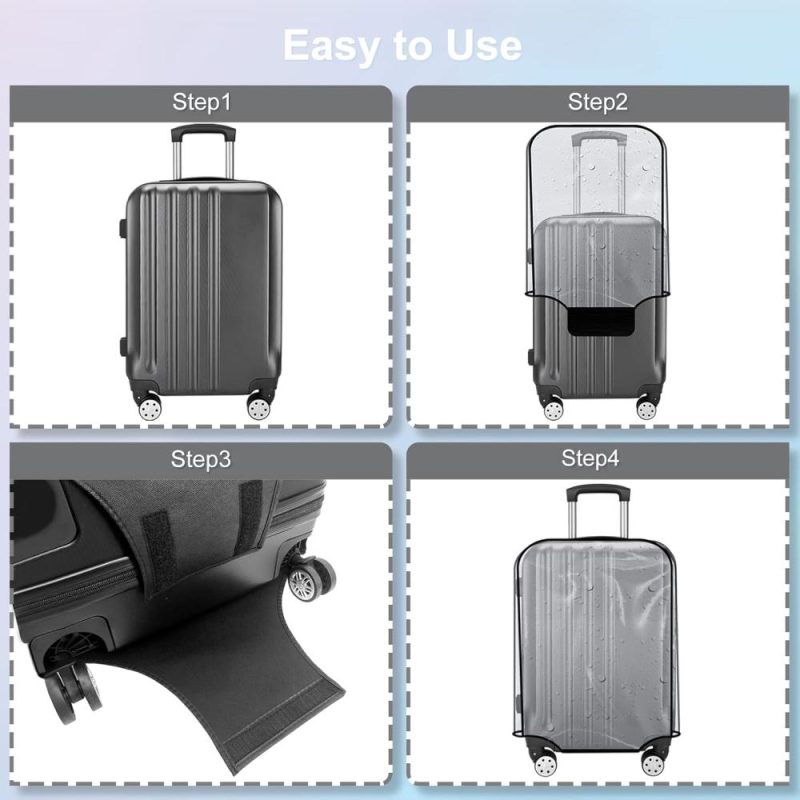 Suitcases | Luggage Cover 3 Pieces Clear Pvc Suitcase Covers Protector For Tsa Approved Suitcase Cover Set For 20 24 28 Inch Luggage. Luggage Black