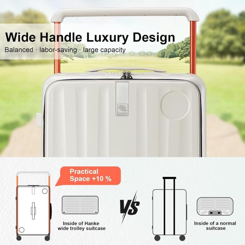 Suitcases | Multifunctional 26 Inch Hard Shell Suitcases With Wheels Tsa Approved Luggage Large Rolling Suitcase Checked Luggage For Women Men(Ivory White) Luggage Ivory White