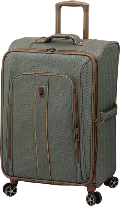 Suitcases | Newcastle Softside Expandable Spinner Luggage, Slate Bronze, Checked-Medium 24-Inch Luggage Slate Bronze