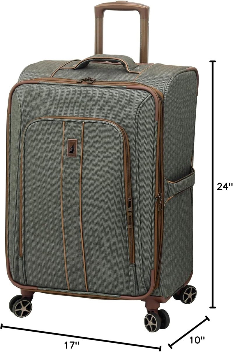 Suitcases | Newcastle Softside Expandable Spinner Luggage, Slate Bronze, Checked-Medium 24-Inch Luggage Slate Bronze